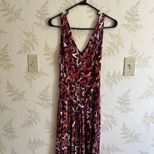 LOFT Red V Neck Sundress